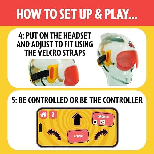 TOMY Human Controller Game – Interactive Blindfold Challenge with Vibrating Headset & Mobile App – Fun Team & Party Game for 2+ Players – 30+ Hilarious Tasks – iOS & Android Compatible – Ages 14+ thumbnail 6