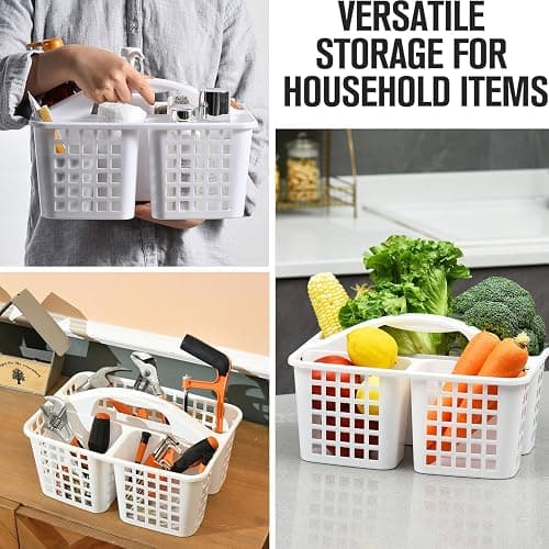 Haundry Plastic Shower Caddy Basket with 3 Compartments, Portable Divided Cleaning Supply Storage Organizer with Handle (Clear) thumbnail 6