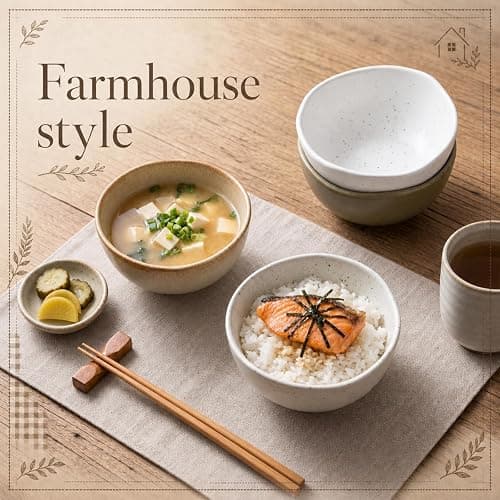 Mifoci 8 oz Set of 4 Ceramic Small Bowls, Cereal Bowls for Dessert, Yogurt, Dipping, Side Dishes, Farmhouse Vintage Dinnerware for Kitchen Weddings thumbnail 3