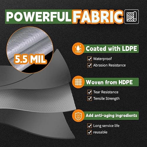 RAINDEWAY Tarps 8x10 Feet, 5.5 Mil - Multipurpose Waterproof Poly Tarp Cover with Metal Grommets and Reinforced Edges, Silver/Blue Tarp thumbnail 3