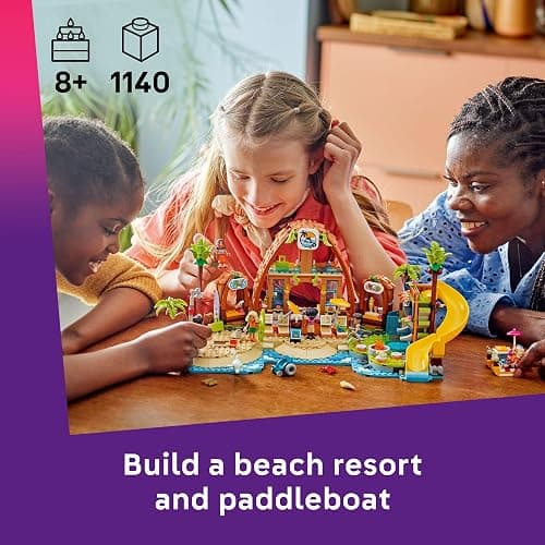 LEGO Friends Family Vacation Beach Resort Pretend Play Building Toy - Adventure Storytelling Playset with Dolphin Toys and Sea Turtles - Creative Birthday Gift Idea for Girls & Boys, 8+ - 42673 thumbnail 2