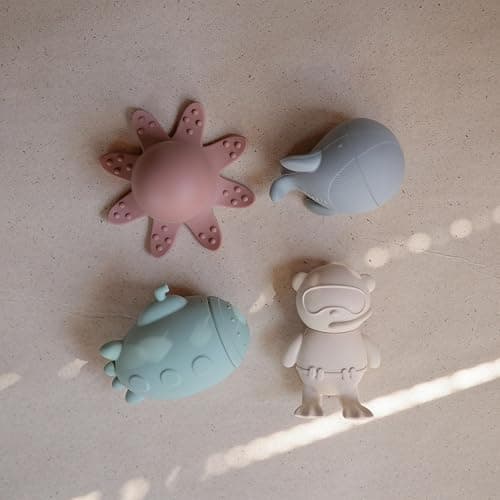 mushie Sealife Bath Toys Play Set for Toddlers | 100% Food Grade Silicone | Mold Free, Pack of 4 thumbnail 2