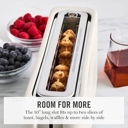 Martha Stewart 2 Slice Long Slot Toaster, Extra Wide for Sourdough & Bagels, 10 Setting Shade Control, Removable Crumb Tray, Self-Centering Design, Defrost/Reheat, Cancel, Slim Space-Saving, Linen thumbnail 4