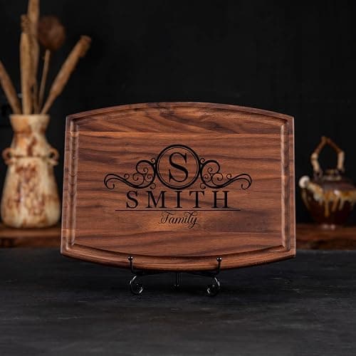 Personalized Cutting Board with Display Stand – Custom Engraved Charcuterie Board, Ideal Gift for Wedding, Housewarming, Bridal Shower, Anniversary, Birthday, Mom & Couples, Valentines Day Gifts thumbnail 6