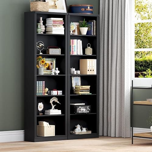 BORNOON 75" Tall Bookshelf, 6-Tier Floor Standing Bookcase with 2 Adjustable Shelves, 24" Wide Open Storage Shelf, Modern Display Organizer for Home Office, Living Room, Bedroom, Study thumbnail 7