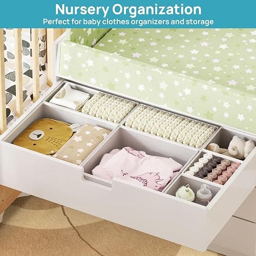 Vtopmart 12 Pack Kleiderschrank Organizer, Faltbare Schrank Organizer Kleiderschrank, Aufbewahrungsbox Stoff für Babykleidung, Unterwäsche, Socken thumbnail 3