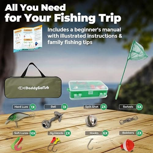 DaddyGoFish Kids Fishing Pole - Rod Reel Combo Tackle Box Starter Set - First Year Small Gear Kit for Boys Girls Toddler Youth Age Beginner Little Children thumbnail 2