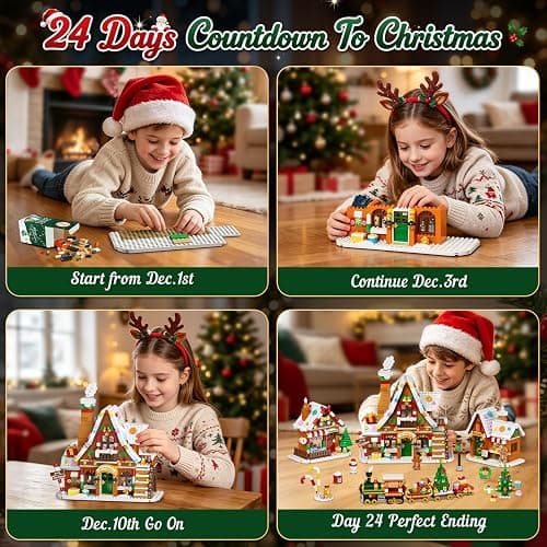 INSOON Advent Calendar 2026 Gingerbread House Mini Building Set with Lights | 24 Days Countdown Christmas Village Building Blocks with Xmas Tree Train, Holiday Gift for Adults Girls Boys Ages 12+ thumbnail 4