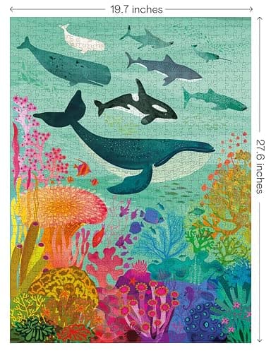 Elena Essex Puzzles for Adults 1000 Pieces - Ocean Deep | Jigsaw Puzzles 1000 Pieces for Adults | Colorful Cool Whale Shark Coral Reef Puzzle | jigsaws Size 20 x 28 inches thumbnail 2