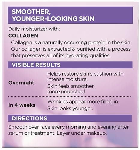 L’Oreal Paris Collagen Daily Face Moisturizer, Anti Aging Face Cream to Reduce Wrinkles and Provide Intense Hydration, 1.7 oz thumbnail 8