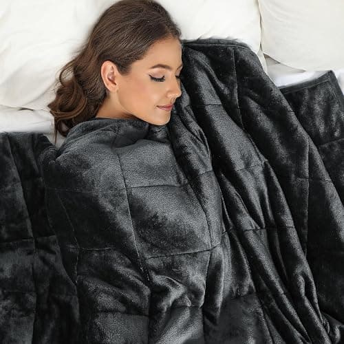 Alomidds Weighted Blanket Queen Size 15lbs 60x80 inches,Soft Plush Fleece Throw Weighted Blankets with Cozy Warm Sherpa,Ultra Fuzzy Heavy Blanket Microfiberfor Sofa Bed, Dark Grey thumbnail 8