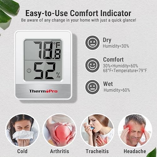 ThermoPro TP49 Digital Hygrometer Indoor Thermometer Humidity Meter Room Thermometer with Temperature and Humidity Monitor Mini Hygrometer Outdoor thumbnail 4