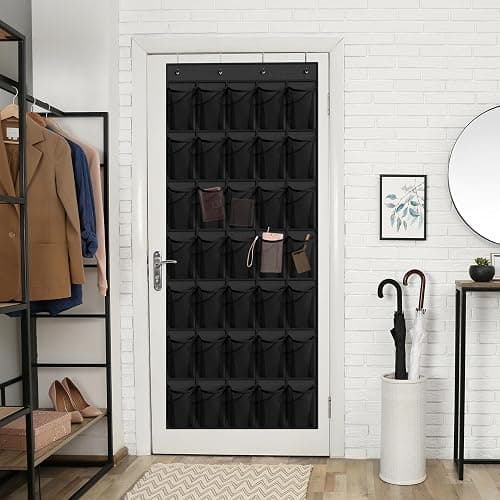 WVM Over the Door Shoe Organizer with 35 Breathable Mesh Pockets, Hanging Shoe Organizer for Door with 4 Metal Hooks, Large Capacity Closet Storage for Shoes, Accessories thumbnail 2