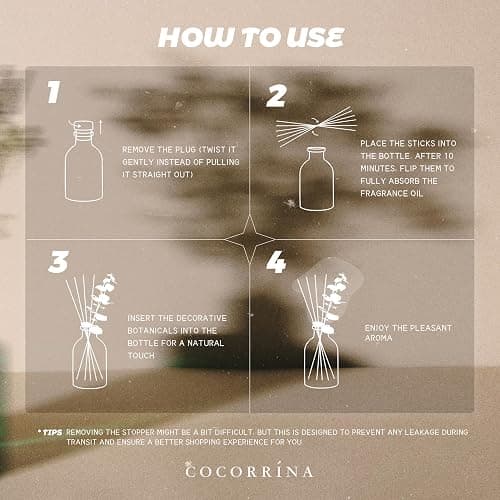 COCORRÍNA Reed Diffuser Set of 3 with Dried Eucalyptus for Home & Office | Eucalyptus & Moss/Clean Linen/Ocean Mist Scents,Aromatherapy Scented Oil Diffusers, 1.7 oz Each, Total 5.1 oz thumbnail 8