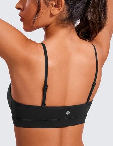 CRZ YOGA Butterluxe V-Neck Sports Bras for Women - Adjustable Thin Straps Padded Yoga Top Basic Wireless Camisole thumbnail 4