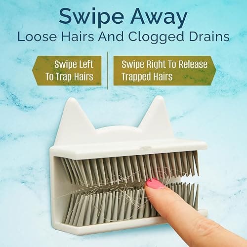 Shower Cat Shower Hair Catcher for Wall – Hair Collector for Shower & Tub, Shower Hair Trap Keeps Loose Hair Off Shower Wall & Out of Drain, Reusable Hair Catcher for Shower Wall, 3M Adhesive thumbnail 7