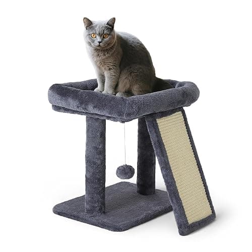 Psicway 17.1-inch Small Cat Tree Tower with Scratching Post for Indoor Cats,Grey thumbnail 2