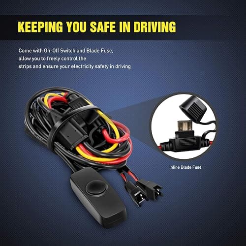 Nilight - TR-05 2PCS 60 Inch 180 LEDs Bed Strip Kit with Waterproof on/Off Switch Blade Fuse 2-Way Splitter Extension Cable for Cargo, Pickup Truck, SUV, RV, Boat , 2 Years Warranty thumbnail 4