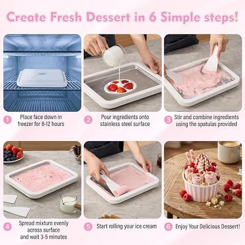 Premium Rolled Ice Cream Maker Kit. Recipe Book, Stainless Steel Ice Cream Tray, 2 Spatulas & Gift Ready Box. Homemade Ice Cream Maker. Instant Ice Cream Roller Maker. thumbnail 5