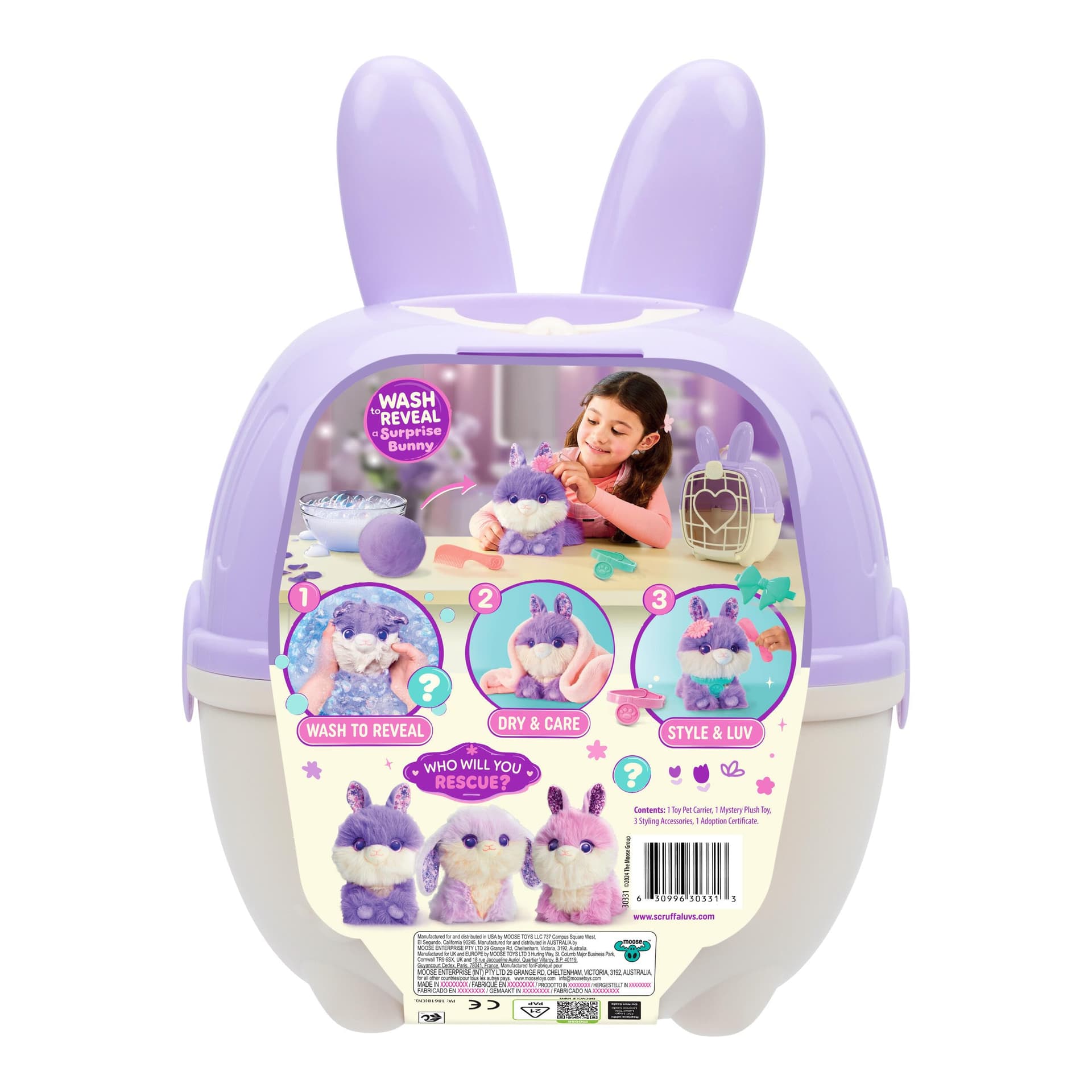 ScruffaLuvs Bunny Scruffs - Mystery Plush Toy, 14cm (5.5") Tall - Wash to Reveal a Bunny Scruff, Includes (29cm) 11.4" Deluxe Pet Carrier. Styles May Vary thumbnail 4