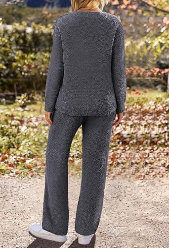 MEROKEETY Women's Fall Lounge Sets 2026 Fashion 2 Piece Outfits Sweater Pajama Set Fuzzy Loungewear Matching Winter Clothes thumbnail 4