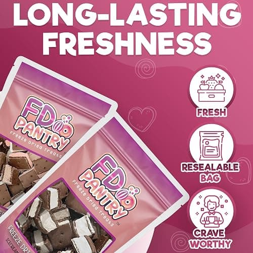 Freeze Dried Icecream Sandwich Bites, Neapolitan & Vanilla 2.5oz (2 pack) - Crunchy & Sweet Freeze Dried Dessert Snack, Dehydrated Freeze Dried Chocolate Flavors - Resealable Ice Cream Sandwich Bites thumbnail 2