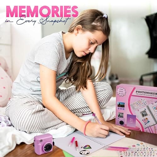 FINcredible Photomaker Kit - Instant Print Camera for Kids Plus DIY Journal Kit for Girls - 150 Pcs Tween Journal & Camera for Girls - 6 7 8 9 10 11 12 13 14 Year Old Girl (Lilac) thumbnail 6