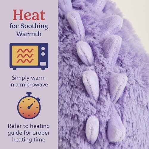 warmies Microwavable Stuffed Animals, Purple Long Neck Dinosaur - Heated Stuffed Animal Plushie for Warmth & Comfort - Soft Plush Toys thumbnail 4