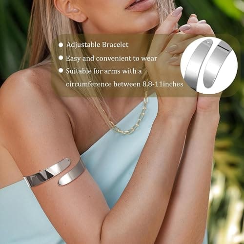 Vegolita 6Pcs Boho Coil Arm Cuff Bangle Set - Adjustable Minimalist Open Arm Cuff Armlet Armband thumbnail 5