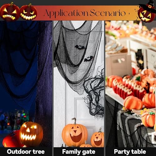 Yobbai 6 Pack Black Creepy Cloth - Halloween Decorations - 30x72 Inch Cotton Fabric - Spooky Fabric for Haunted House, Party, Outdoor or Indoor thumbnail 3