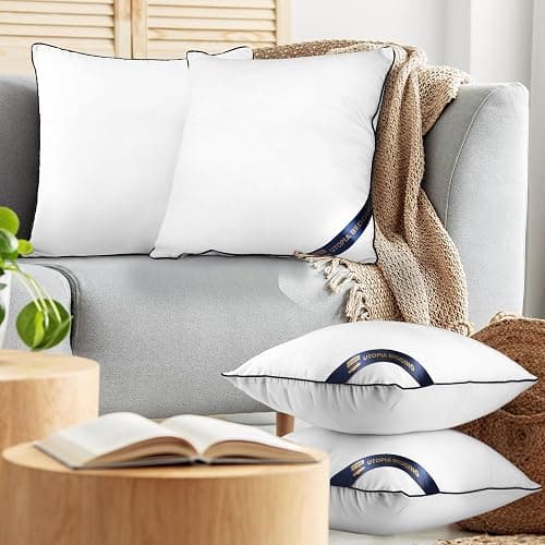 Bedding Throw Pillow Inserts (Pack of 4, White), 16 x 16 Inches Decorative Indoor Pillows for Sofa, Bed, Couch, Cushion Sham Stuffer thumbnail 7