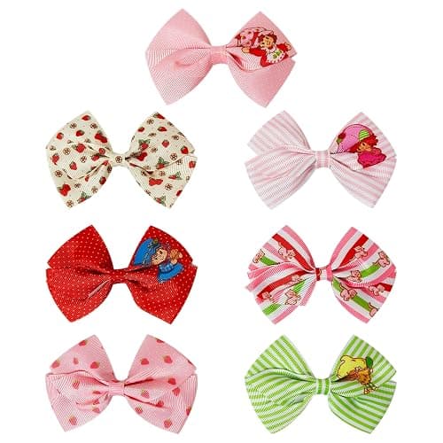 LUV HER Strawberry Shortcake Alligator Hair Clips for Kids – 7-Pack Non-Slip 4-Inch Hair Bows – Girls Hair Accessories with Sweet Character Prints – Ages 3+ – Non-Toxic Material thumbnail 2