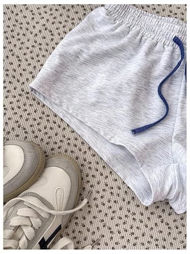 SHENHE Girl's Sweat Shorts Number Print Drawstring Athletic Running Workout Gym Track Shorts thumbnail 2