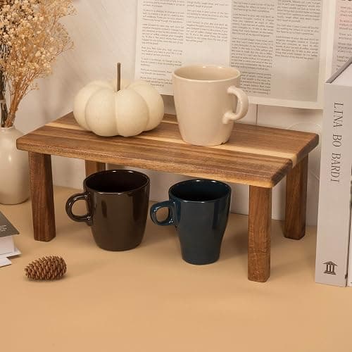 RiLiKar Acacia Wooden Desktop Organizer Shelf Kitchen Cabinet and Counter Riser Display Shelf for Top of Desk Home Office Bathroom Coffee Table Display Stand thumbnail 8