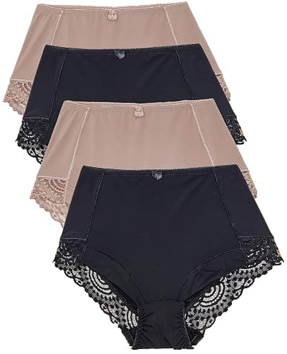 Barbra Lingerie Womens Briefs Underwear Tummy Control Panties S-Plus Size 4 Pack Girdle Panty - Image 1