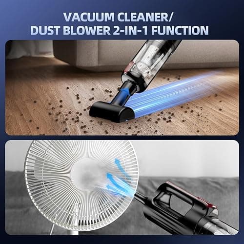 MONOZEL Handheld Vacuum Cleaner, 18000Pa 2 in 1 Cordless Car Vacuum Cleaner&Air Duster, 130W Brushless Motor with 7800mAh Battery, LED Light and Multi-Nozzles, Portable for Home, Car, Office, Pet thumbnail 6