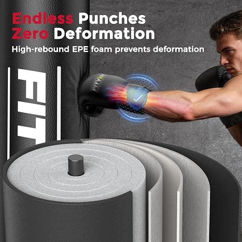 FITVEN 100KG 5.8ft Freestanding Boxing Punching Bag Set with Boxing Gloves, Suitable for Boxing, Muay Thai & MMA, Stable Suction Cup Base, Adult Stand Kickboxing Bag for Home Gym thumbnail 5