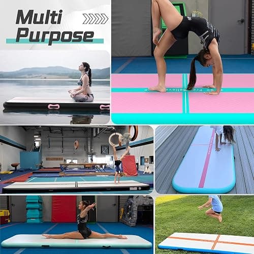 FINCOME Inflatable Gymnastics Mat Air Tumble Track Mats 10/13/16/20ft Training Mats for Home Use Air Mat with Pump 4”/6” Thick for Cheerleading/Yoga/Parkour/Beach/Park/Water thumbnail 6