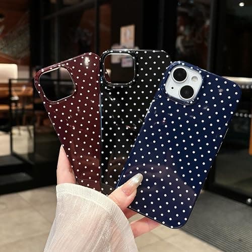 Jmltech for iPhone 16 Case Polka Dot Phone Cases Aesthetic Design Trendy Simple Case Slim Shockproof Protective Cover Burgundy Red thumbnail 7