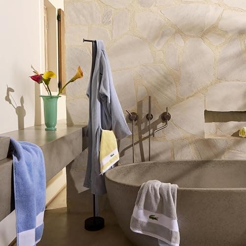Lacoste Sport Stripe 6-Piece Luxury Cotton Towel Set – Made with 100% Soft Supima Cotton, Absorbent & Quick-Drying, Includes 2 Bath Towels, 2 Hand Towels, 2 Washcloths, White thumbnail 2