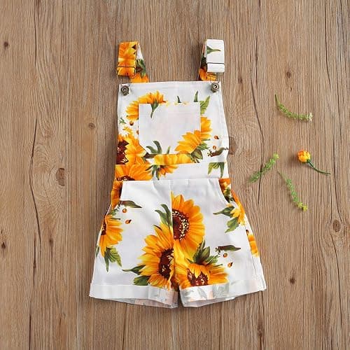 Ayalinggo Toddler Baby Girl Sunflower Print Overalls Shorts with Pocket Suspender Trousers Cute Summer Clothing Outfit thumbnail 6