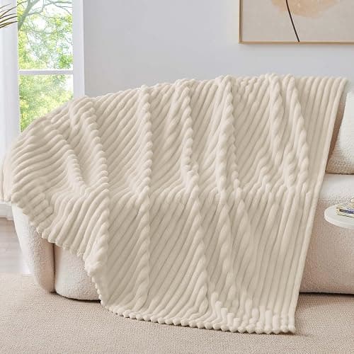 BEDELITE Beige Fleece Throw Blankets, Fluffy Blanket for Couch, 50x60 Inch | Soft Warm Plush Cozy Blanket, Fuzzy Blanket for Sofa Bed Bedroom Living Room Decor, Couverture, Gifts for Women Men Friends thumbnail 7