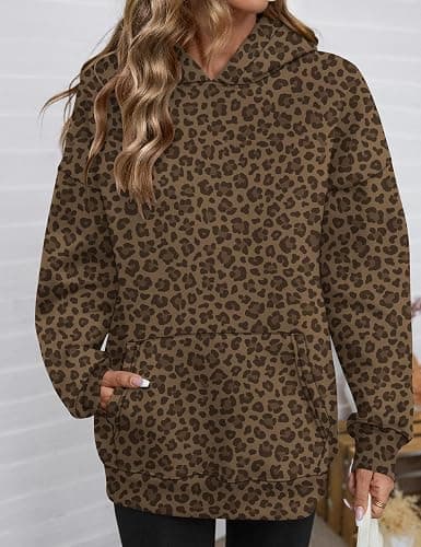 LOMON Hoodies for Women Oversized Sweatshirt Hooded Long Sleeve Casual Fleece Tops Pullover Sweater with Pocket thumbnail 3