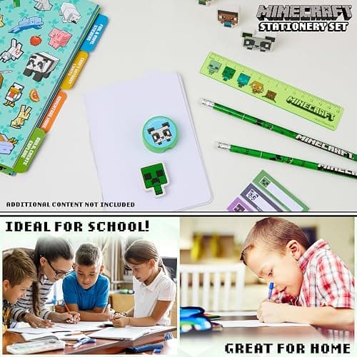Minecraft Filled Pencil Case and Stationery Set for Kids, School Supplies - Gifts for Boys (Green) thumbnail 4