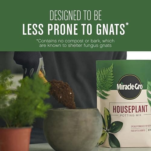 Miracle-Gro Houseplant Potting Mix: Fertilized, Perlite Soil for Indoor Gardening, Designed to Be Less Prone to Gnats, 4 qt. thumbnail 8