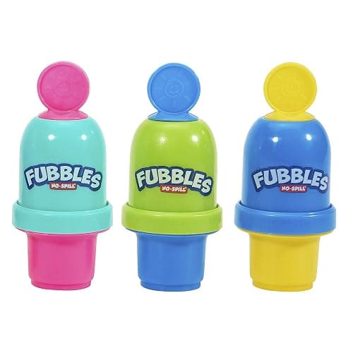 Fubbles Bubbles No-Spill Bubble Tumbler for Babies Toddlers and Kids | Includes 6oz Bubble Solution and Bubble Wand (Tumbler Colors May Vary)(Pack of 3) - Image 1
