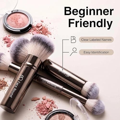 Professional Makeup Brush Set BS-MALL with Travel Case, 20PCS Synthetic Makeup Brushes for Foundation, Conce aler, Blush, Powder & Eyeshadow, Labeled Face Eye Brushes for Beginners, Makeup Artists thumbnail 9