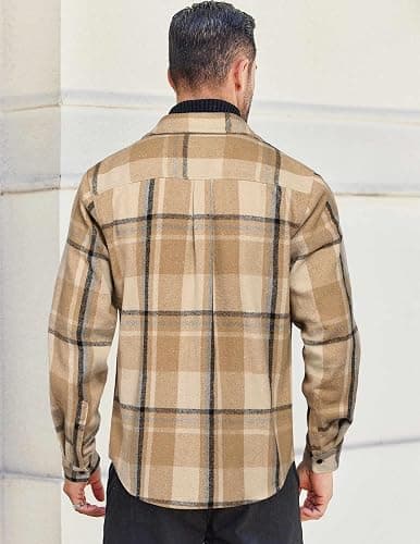 COOFANDY Men's Flannel Shirts Long Sleeve Cotton Plaid Shirt Jacket Casual Button Down Shirt with Pockets thumbnail 6