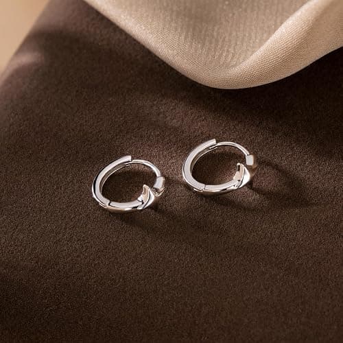 Reffeer 925 Sterling Silver Star Huggie Earrings for Women Teens Star Hoop Earrings Hypoallergenic thumbnail 4