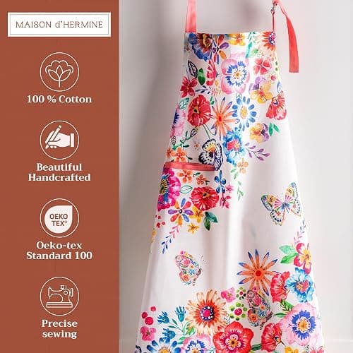 Maison d' Hermine 100% Cotton Apron for women with Pocket Kitchen Chef Apron for Men Cooking Gardening Server Waitress thumbnail 2